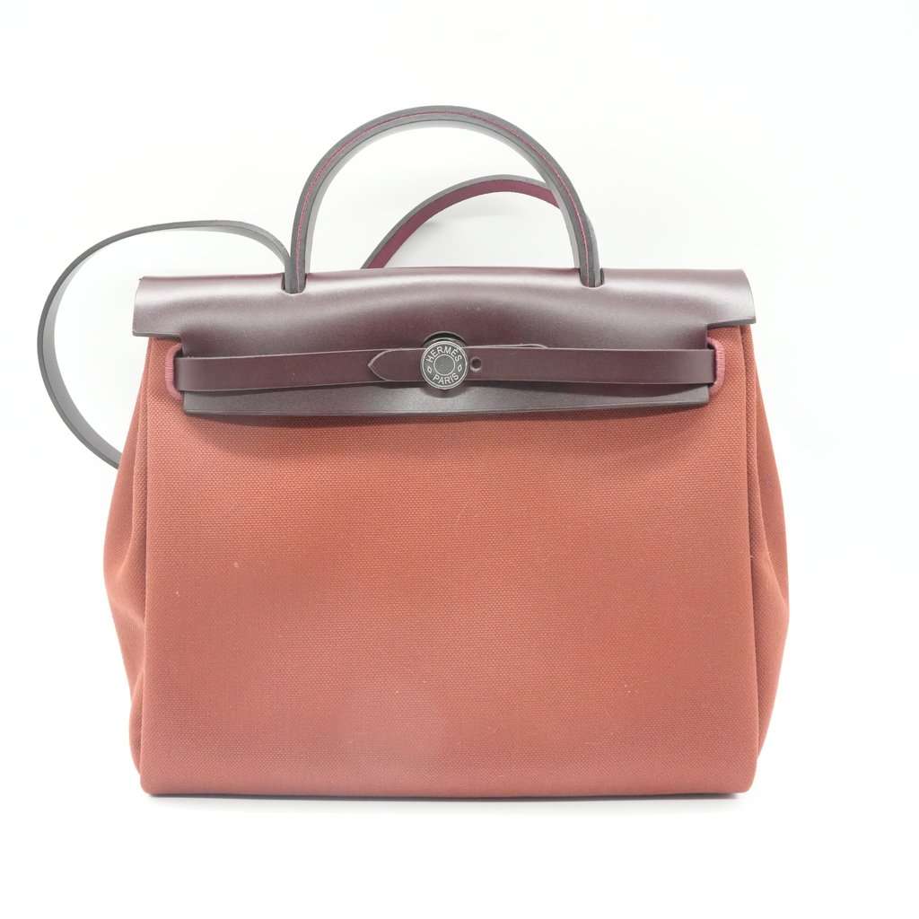 Hermès Herbag Zip 31 Brown Brown Leather Good - Front View