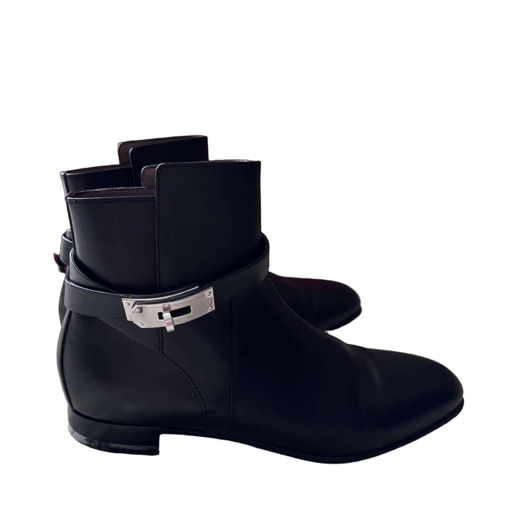 Hermès Neo Ankle Strap Boots Black Very good - Front View