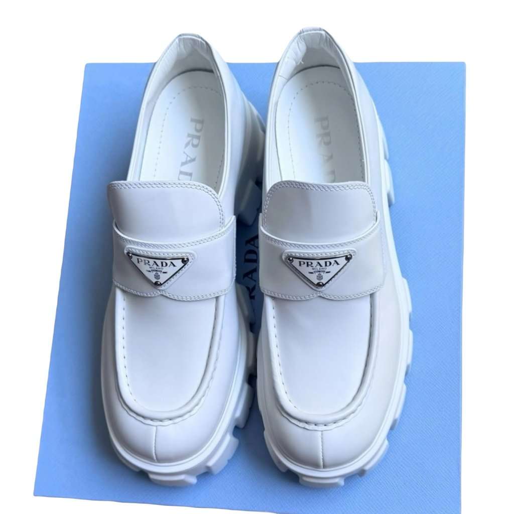 Prada Prada Monolith Loafer White Leather Never worn, with tag - Inside View