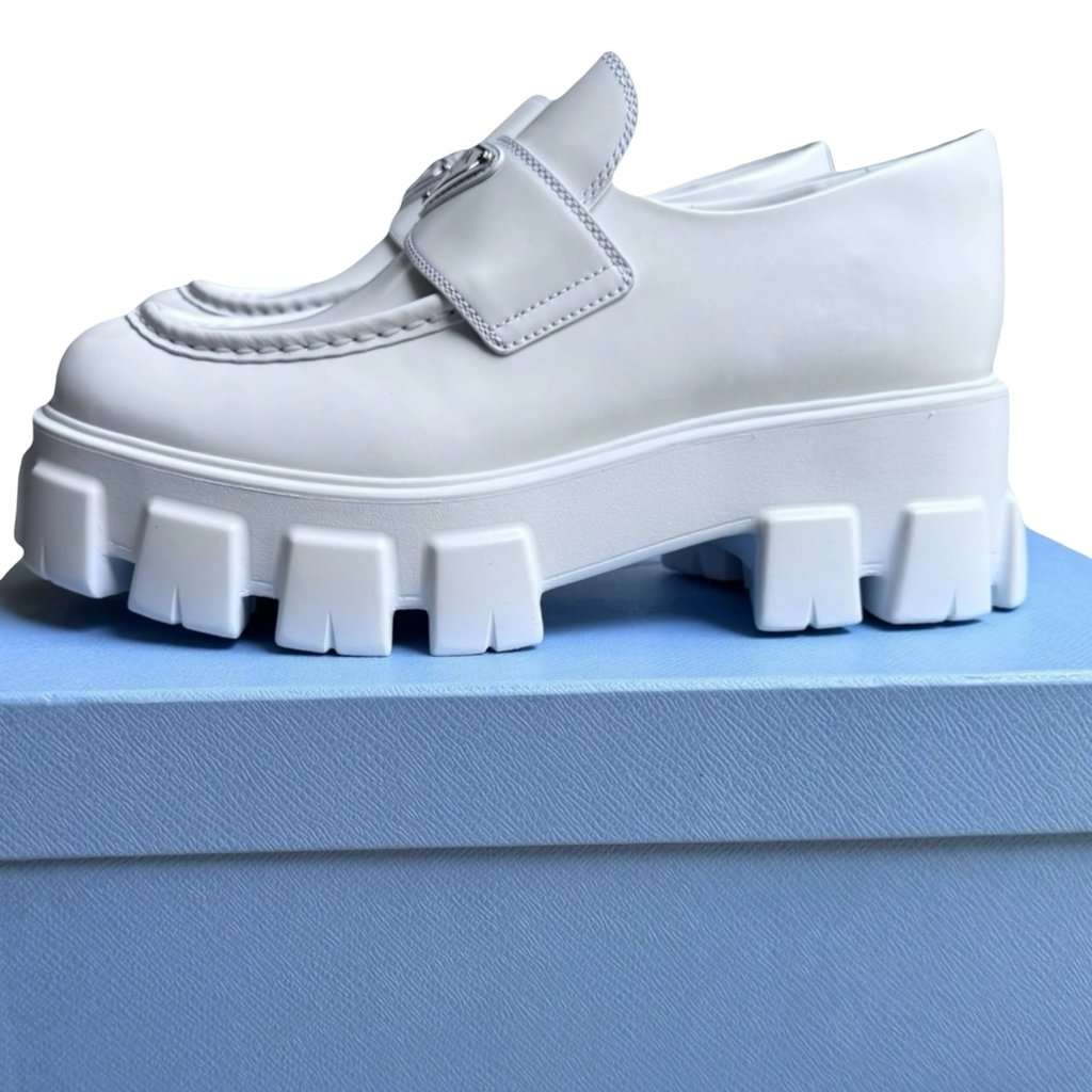 Prada Prada Monolith Loafer White Leather Never worn, with tag - Box View