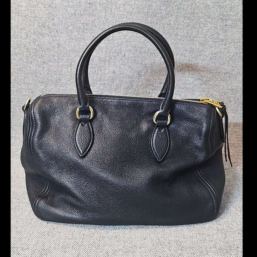 Prada Vitello Phenix Bauletto Bag Black Leather Very good condition - Back View