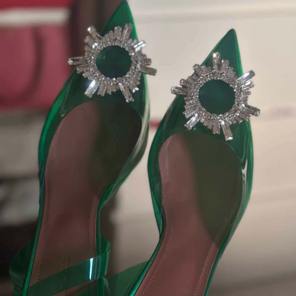 Amina Muaddi Begum Slingback Pumps Green Good condition - Back View