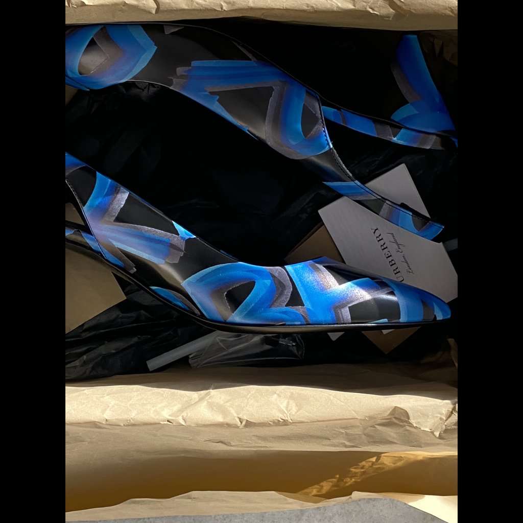 Burberry Burberry Slingback heel Blue Leather Never worn, with tag - Back View