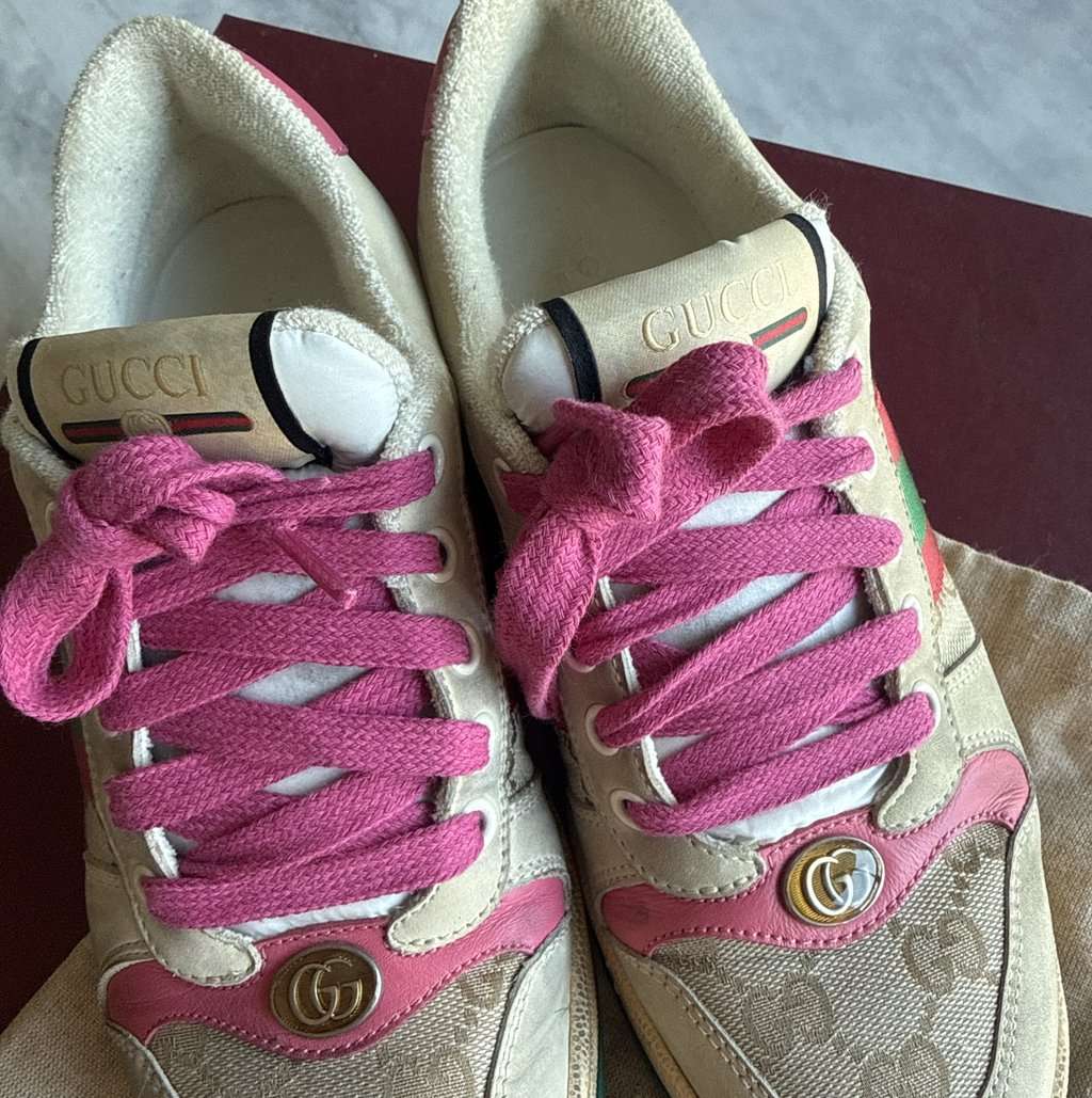 Gucci Screener Beige Cotton Very good - Model View