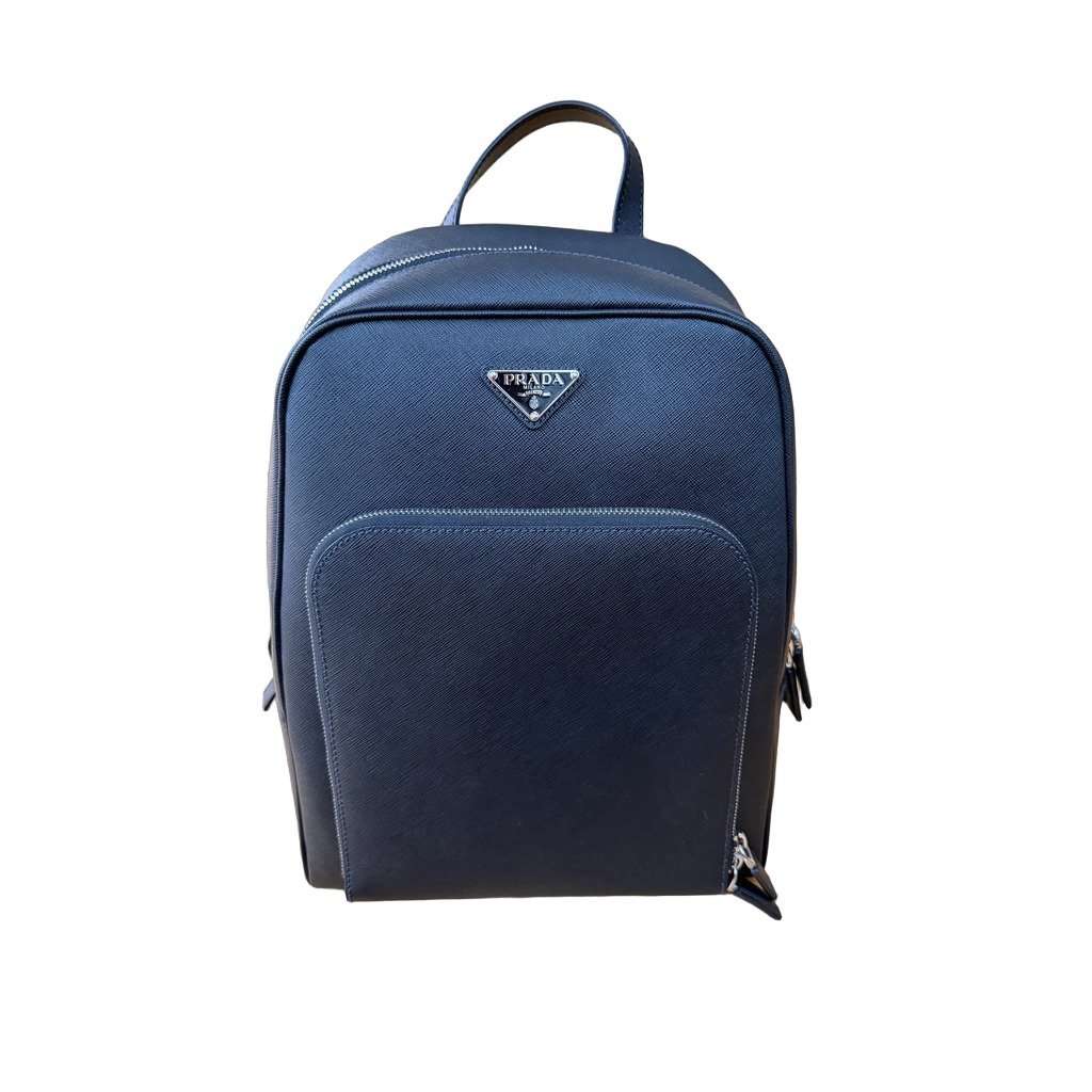 Prada Saffiano Backpack Black Leather Never worn - Front View
