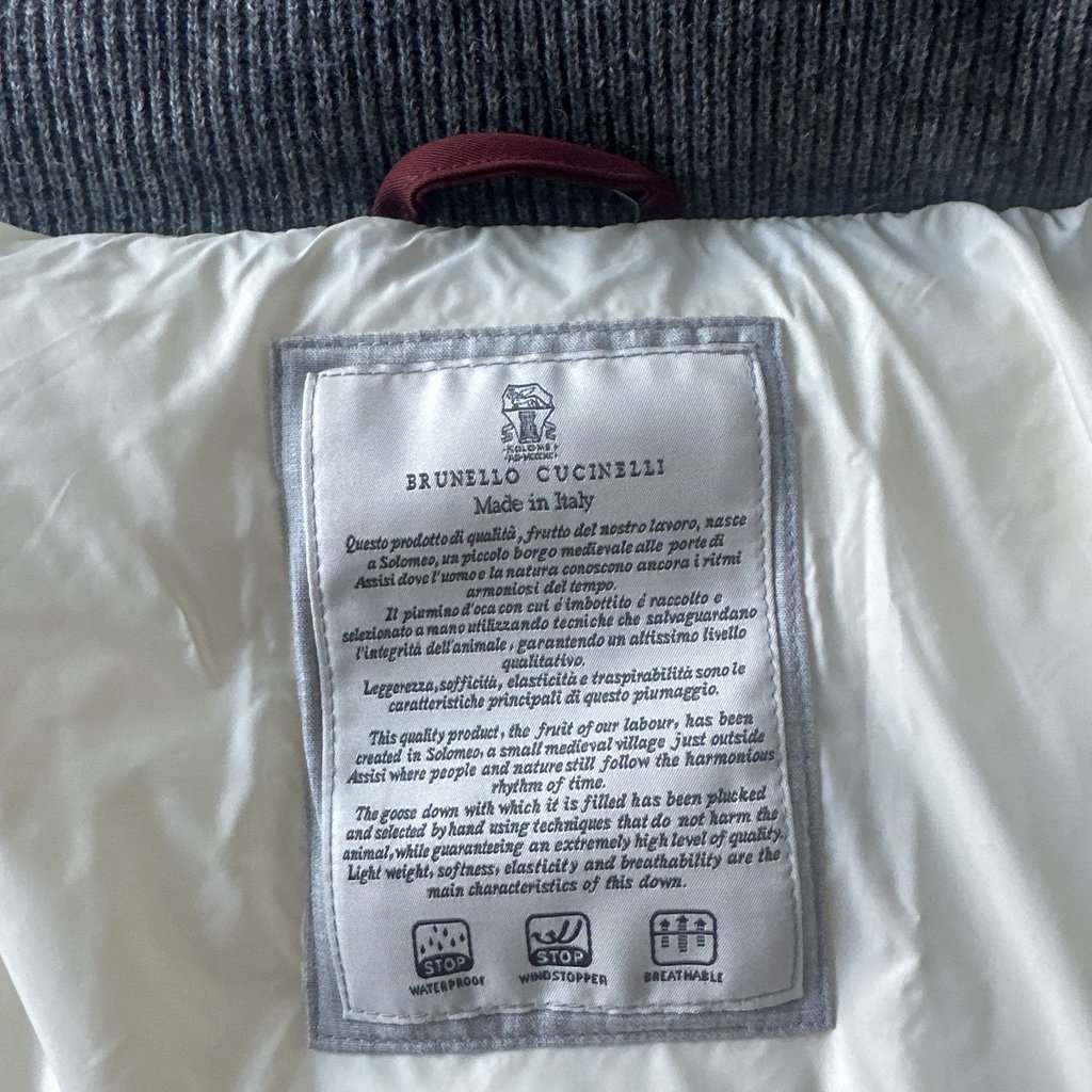 Brunello Cucinelli Grey Padded Wool Puffer Grey Wool Very good condition - Inside View