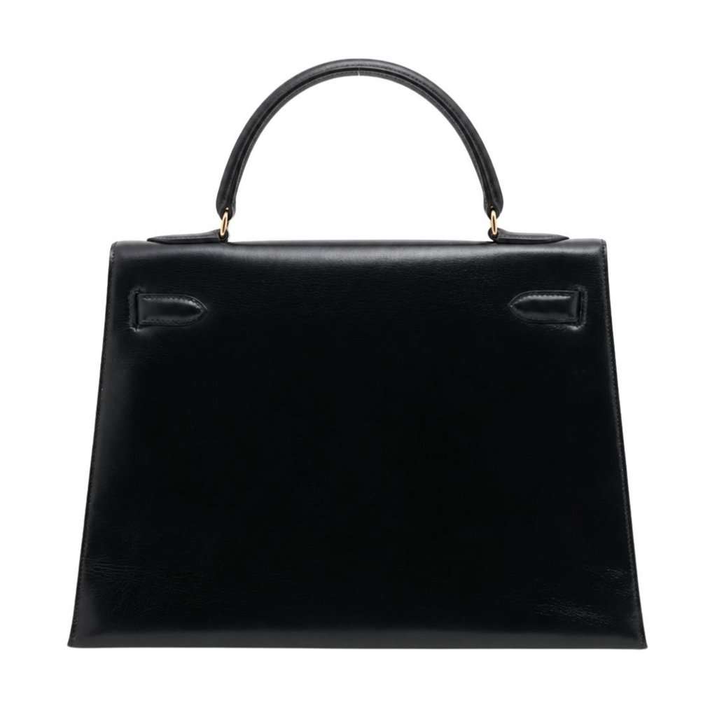 Hermès Kelly 32 Sellier Black Black Leather Good - Back View