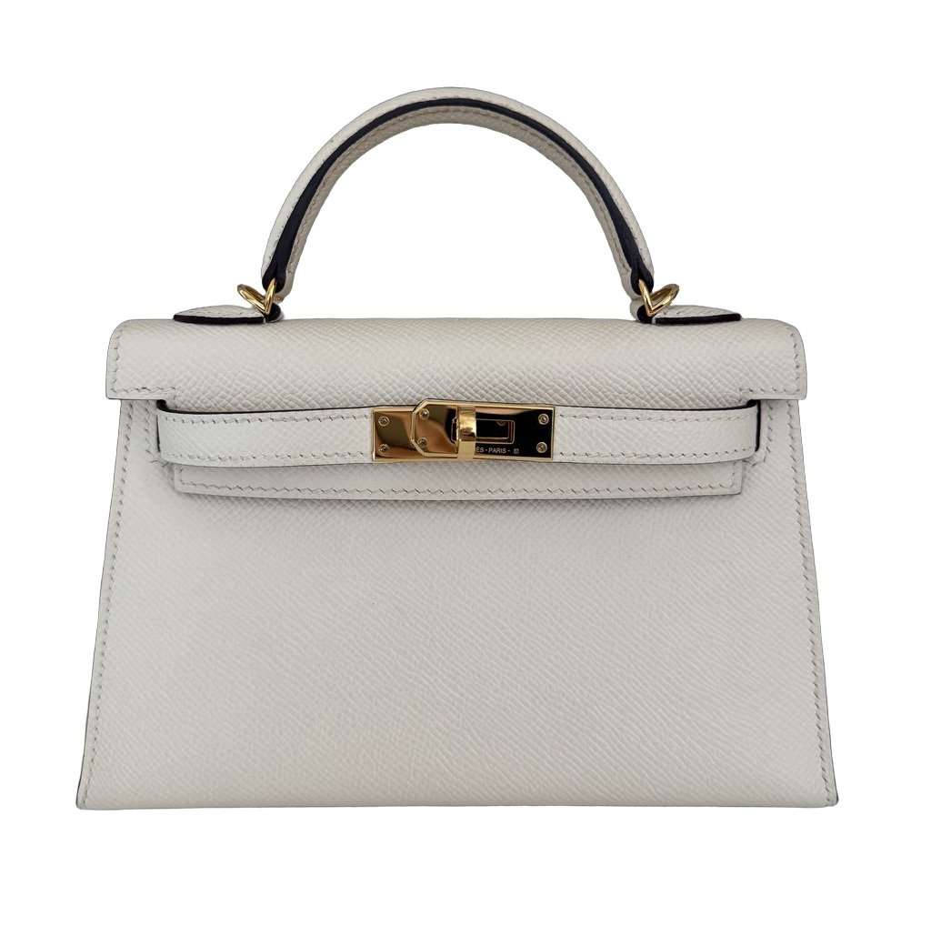 Hermès Mini Kelly White Leather Never worn - Front View