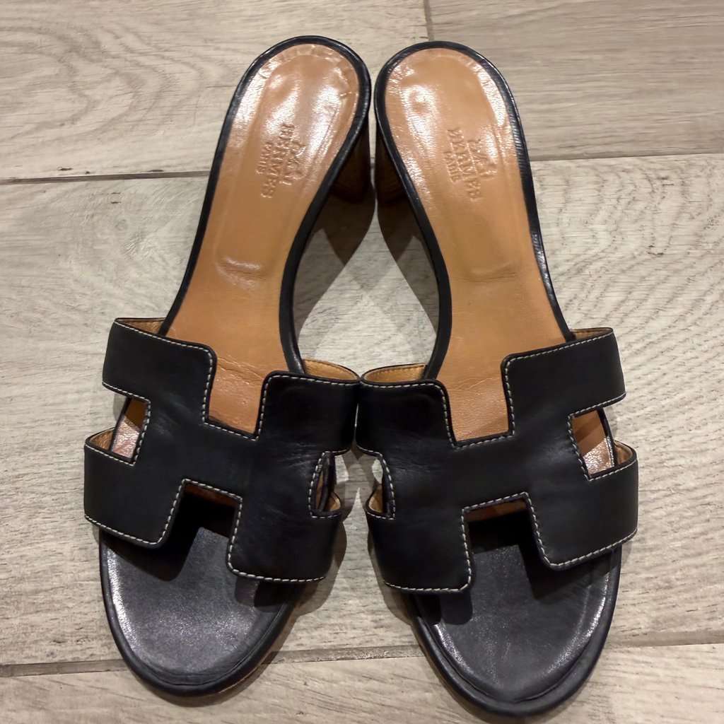 Hermès Herms Oasis Sandal Black Leather Very good condition - Inside View