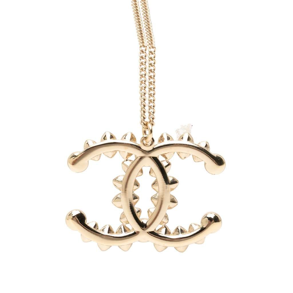 Chanel CC Gold Plated Strass Cabochon Pendant Necklace Gold Metal Very good condition - Inside View