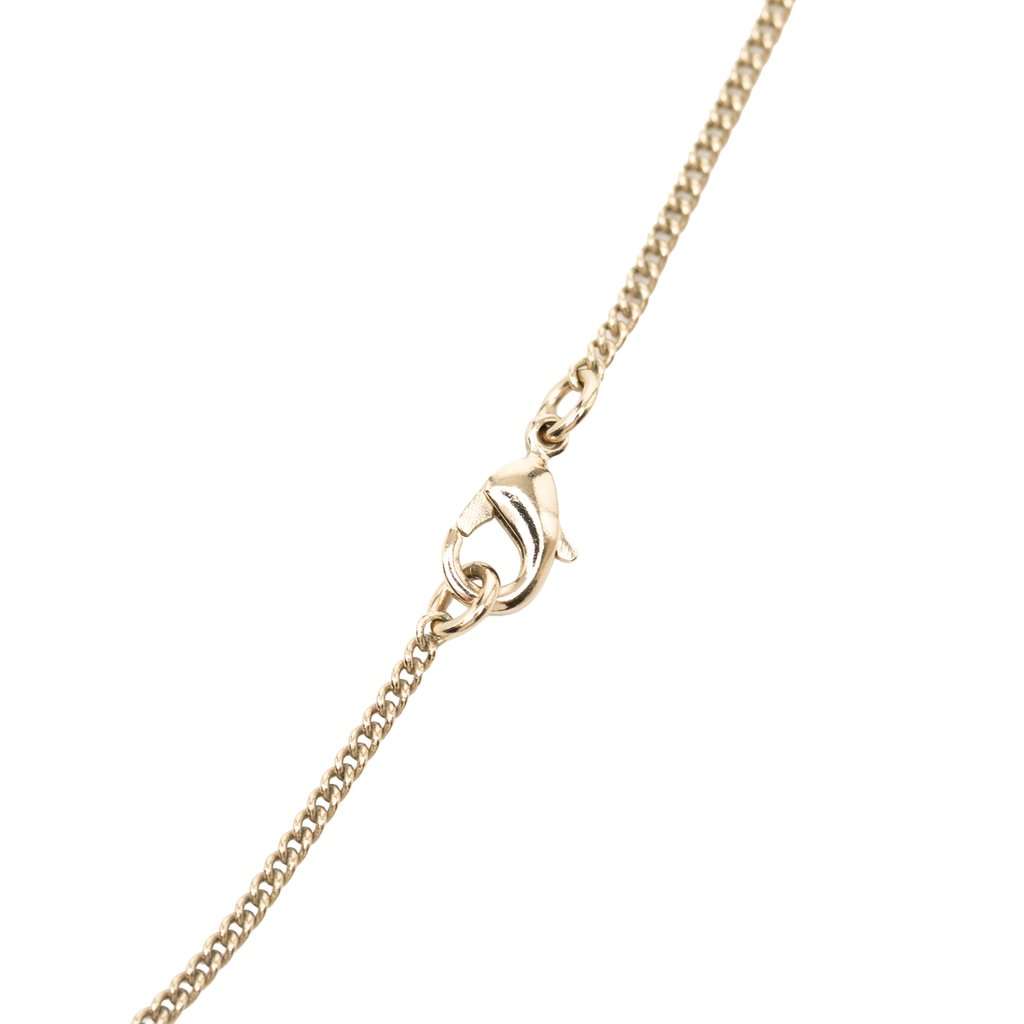 Chanel CC Gold Plated Strass Cabochon Pendant Necklace Gold Metal Very good condition - Box View
