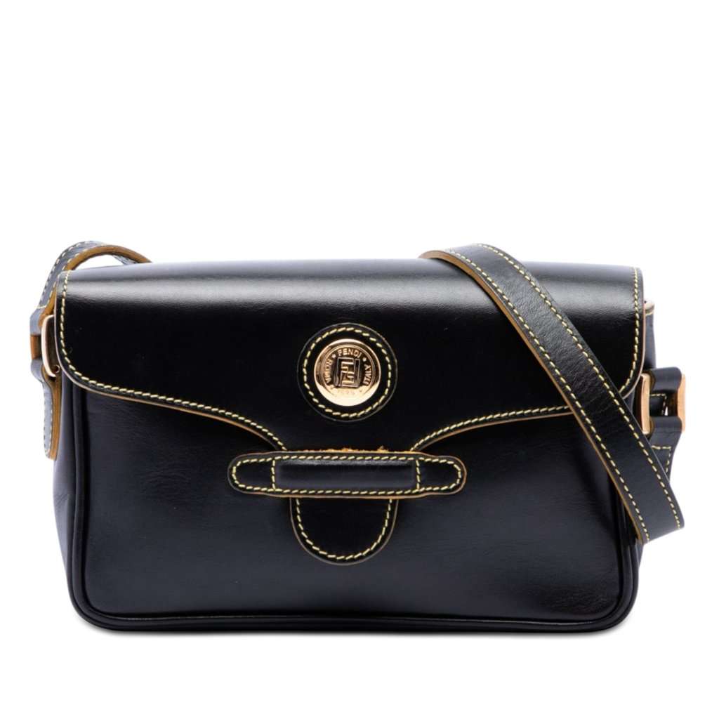 Fendi Smooth Calfskin Crossbody Black Leather Very good - Front View