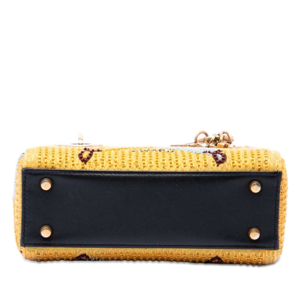Dior Mini Embroidered Canvas Swords Lady Dior Yellow Very good - Inside View