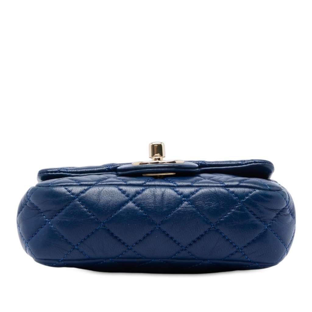 Chanel Extra Mini CC Quilted Lambskin Heart Valentine Charms Flap Blue Leather Very good - Inside View