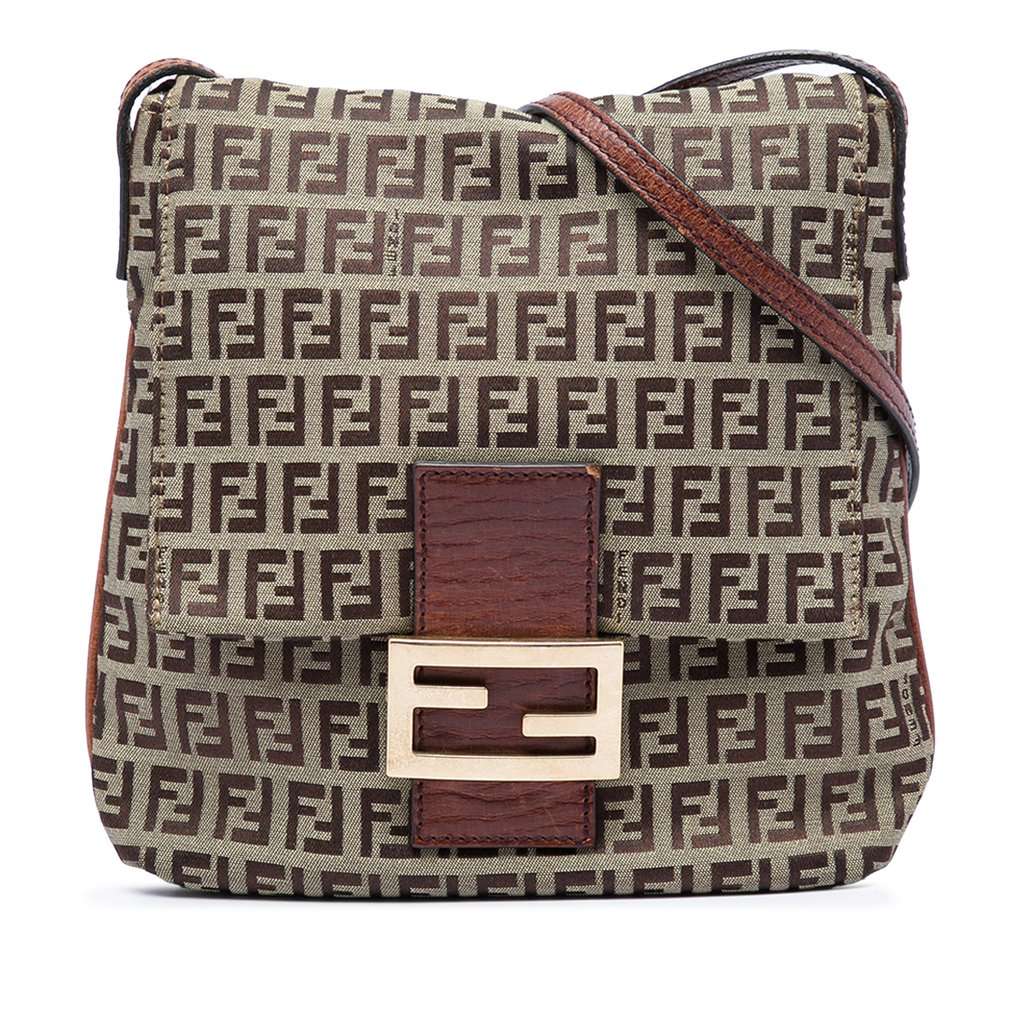 Fendi Zucchino Canvas Crossbody Brown Very good - Front View