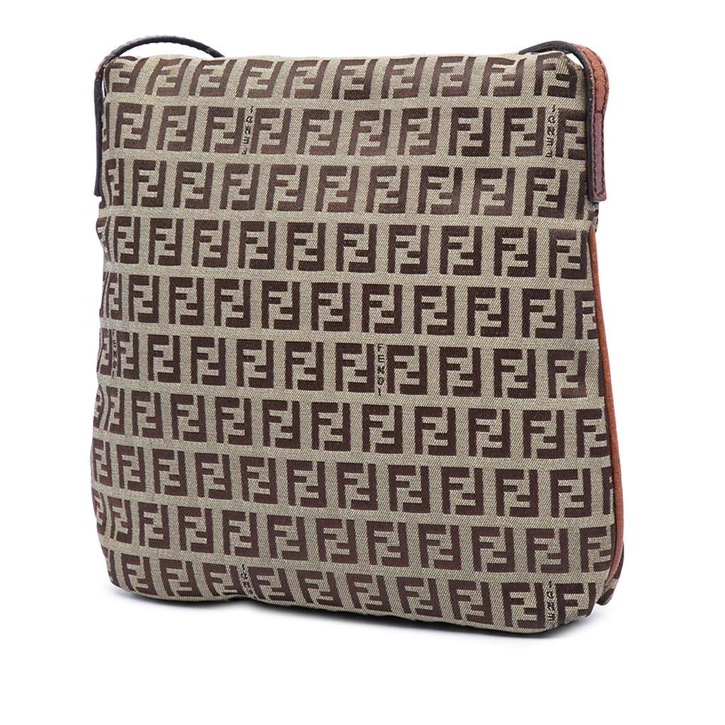 Fendi Zucchino Canvas Crossbody Brown Very good - Back View
