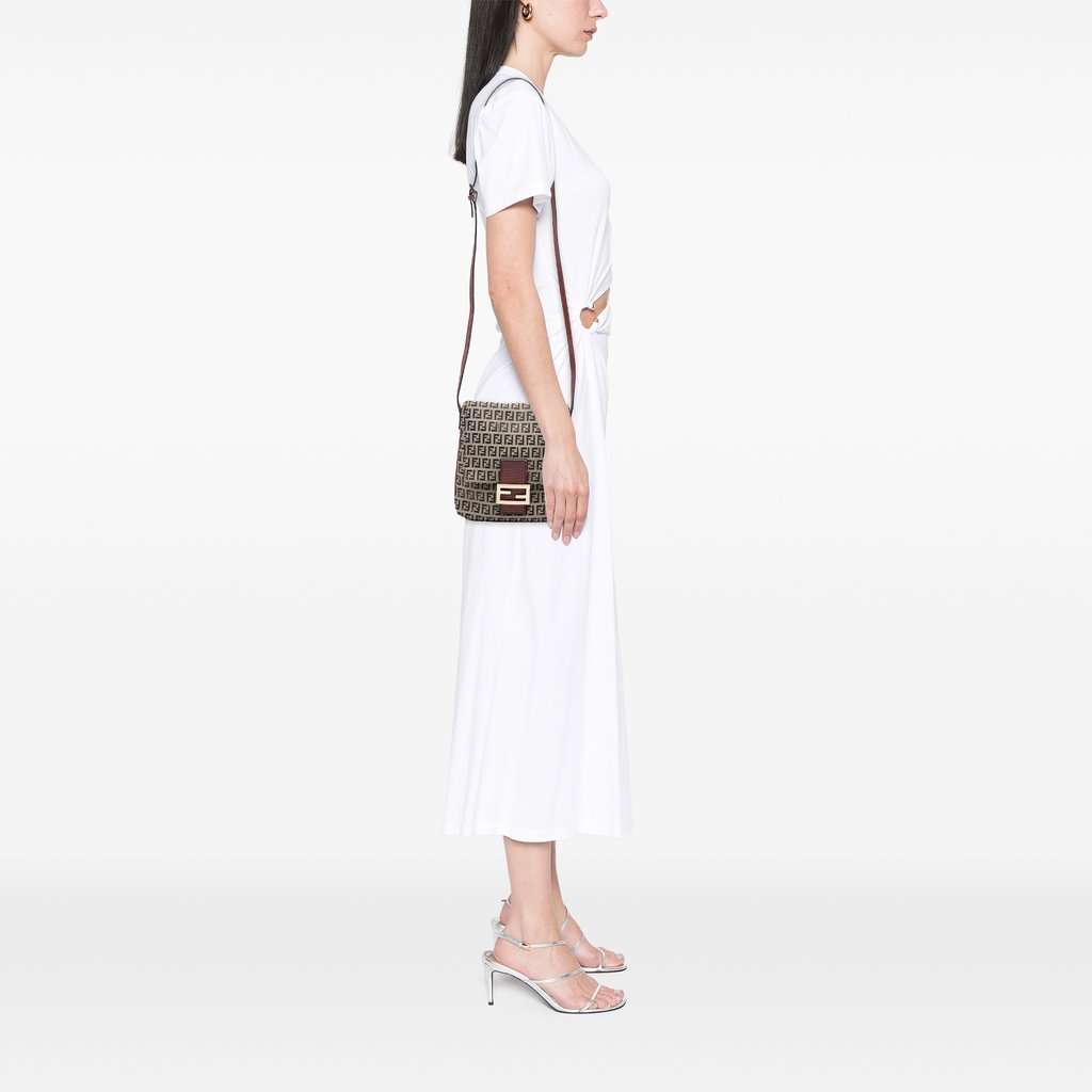 Fendi Zucchino Canvas Crossbody Brown Very good - Box View
