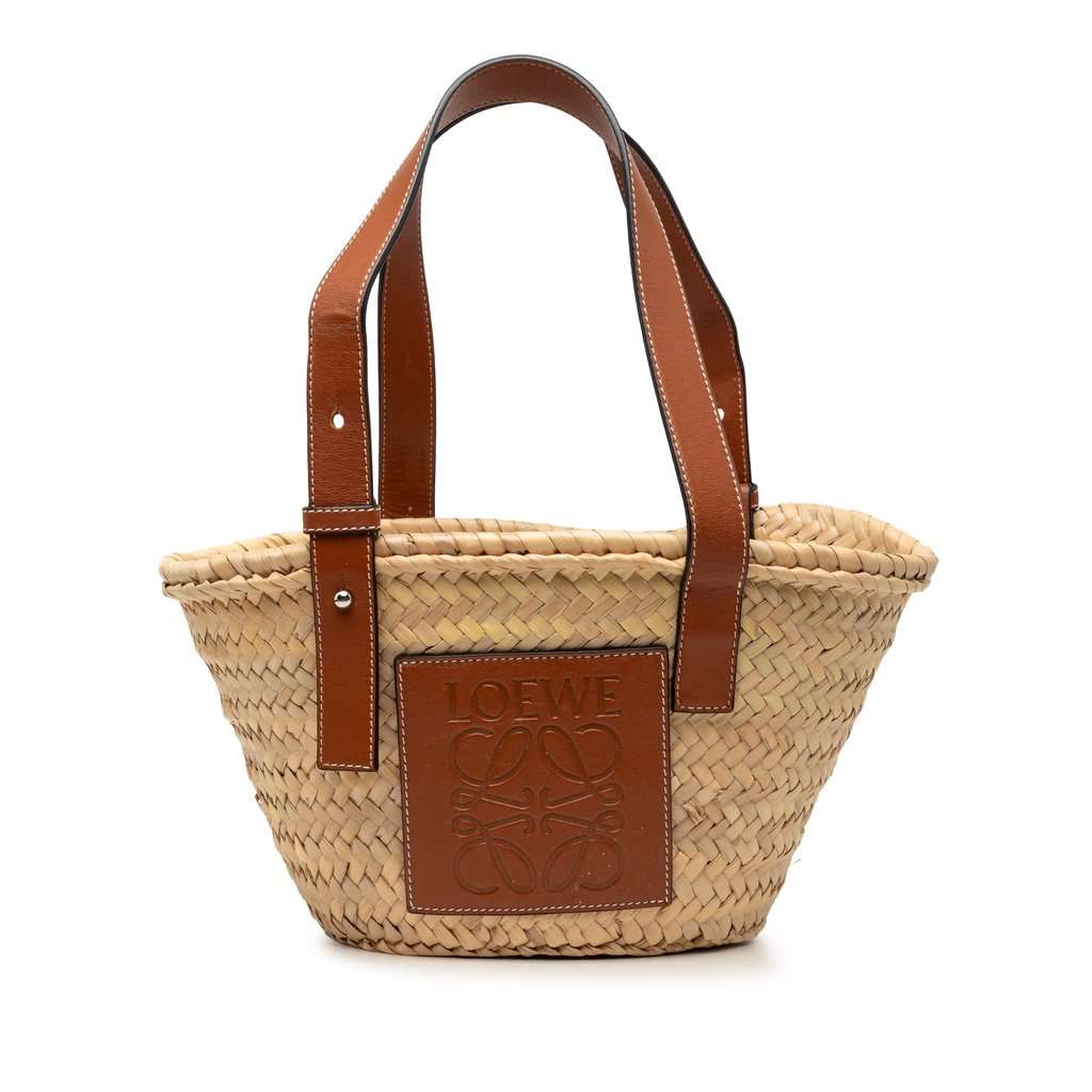 LOEWE Small Raffia Anagram Basket Tote Beige Very good condition - Front View