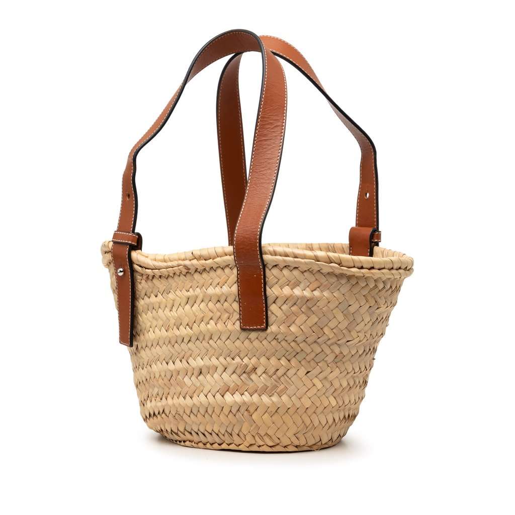 LOEWE Small Raffia Anagram Basket Tote Beige Very good condition - Back View