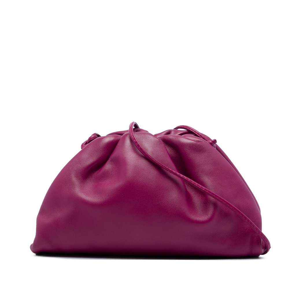 Bottega Veneta Lambskin The Mini Pouch Crossbody Purple Leather Very good - Front View