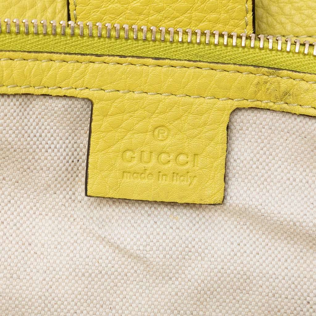 Gucci Large Calfskin Bamboo Shopper Satchel Yellow Leather Very good condition - Box View