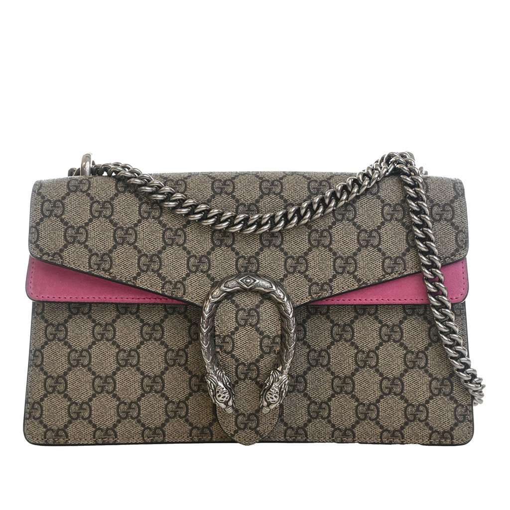 Gucci Medium GG Supreme Dionysus Shoulder Bag Beige Very good - Front View