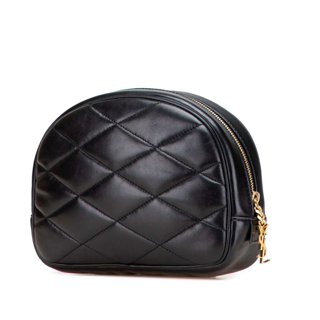 Saint Laurent Quilted Lambskin Lolita Cosmetics Pouch Black Leather Very good - Back View