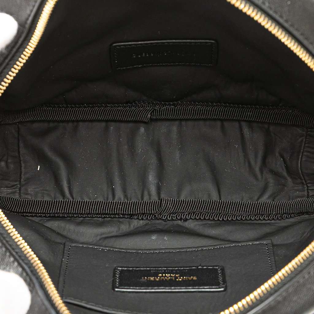 Saint Laurent Quilted Lambskin Lolita Cosmetics Pouch Black Leather Very good - Model View