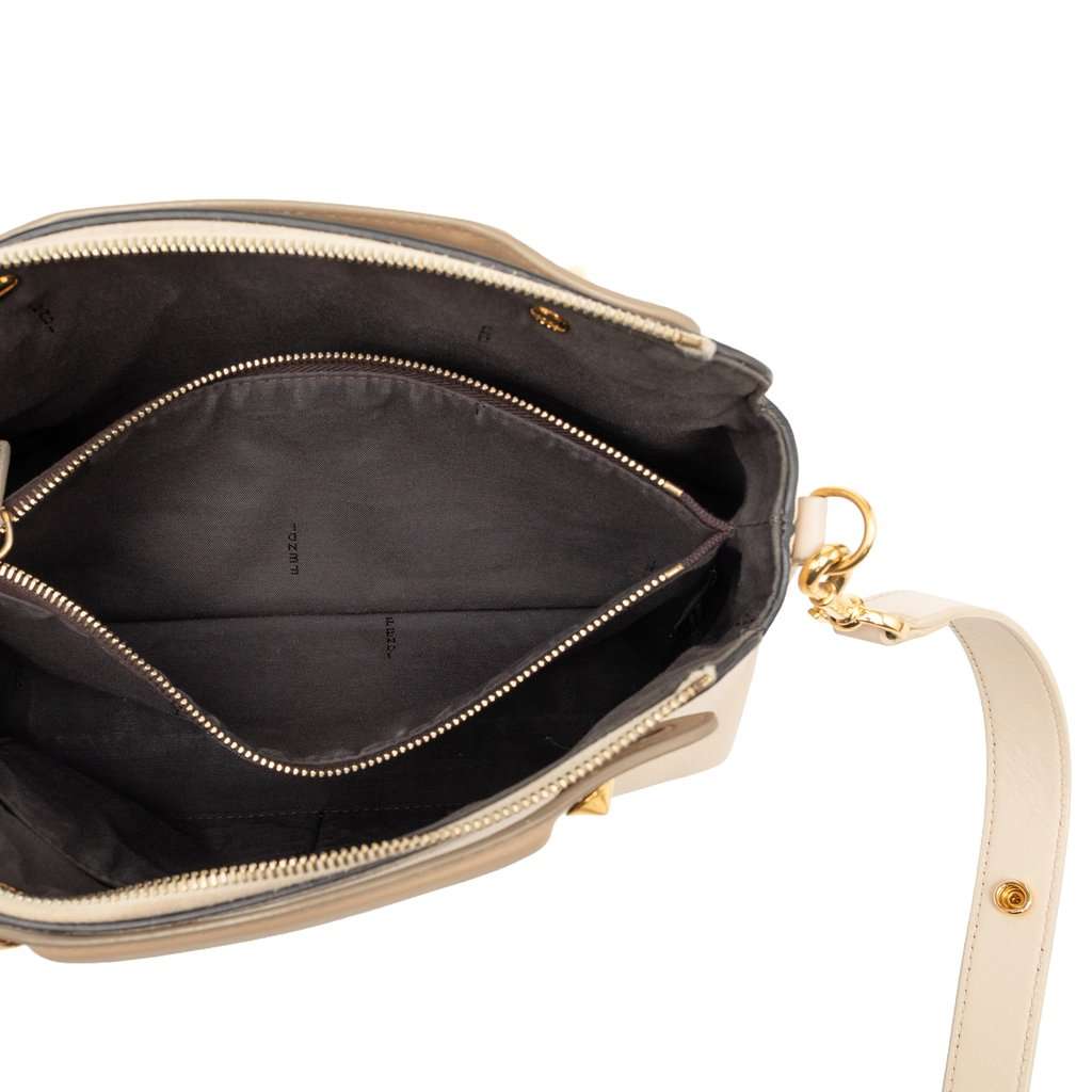 Fendi Medium Studded Leather Monster Eyes By The Way Satchel Beige Leather Very good condition - Model View