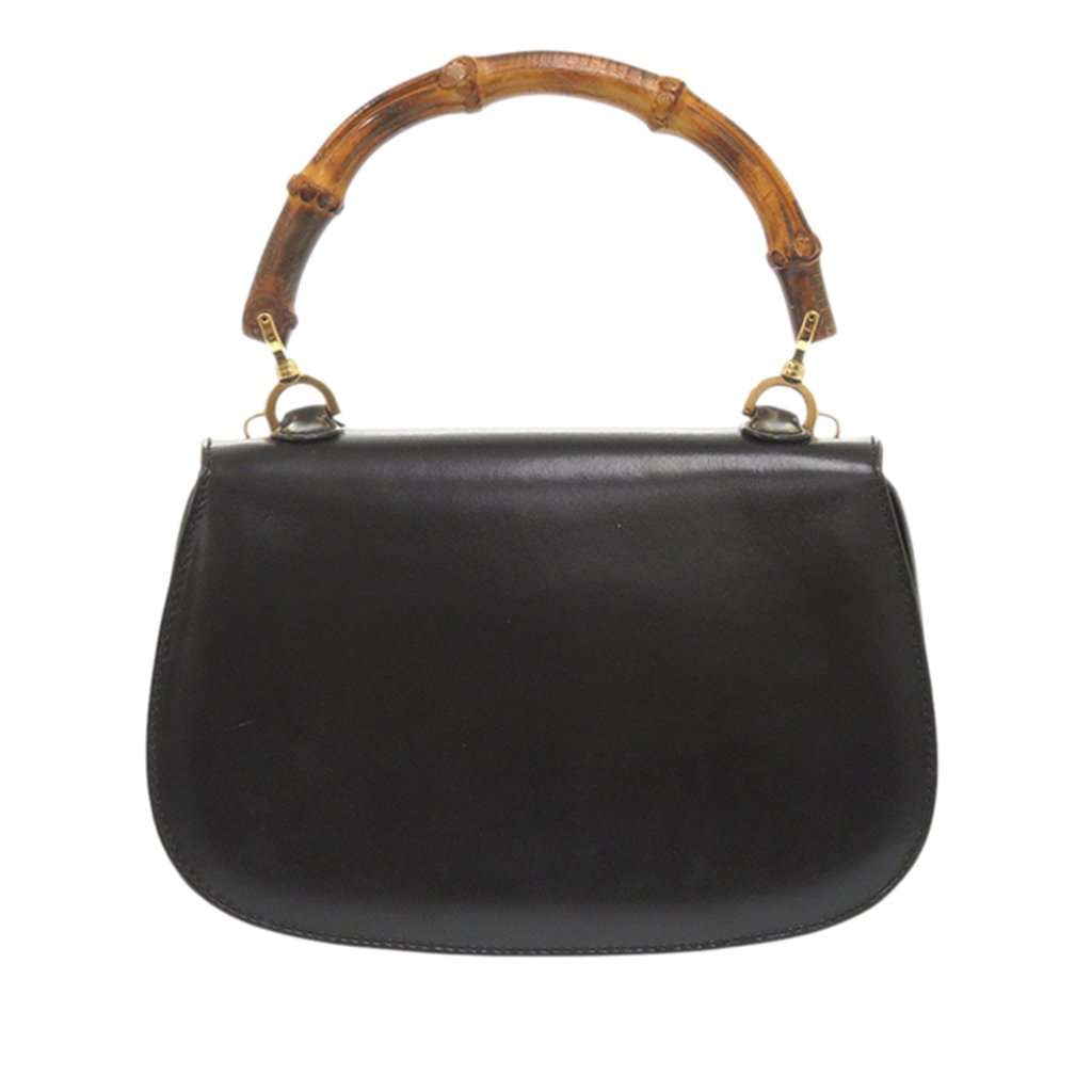 Gucci Small Calfskin Bamboo Night Black Leather Very good condition - Back View