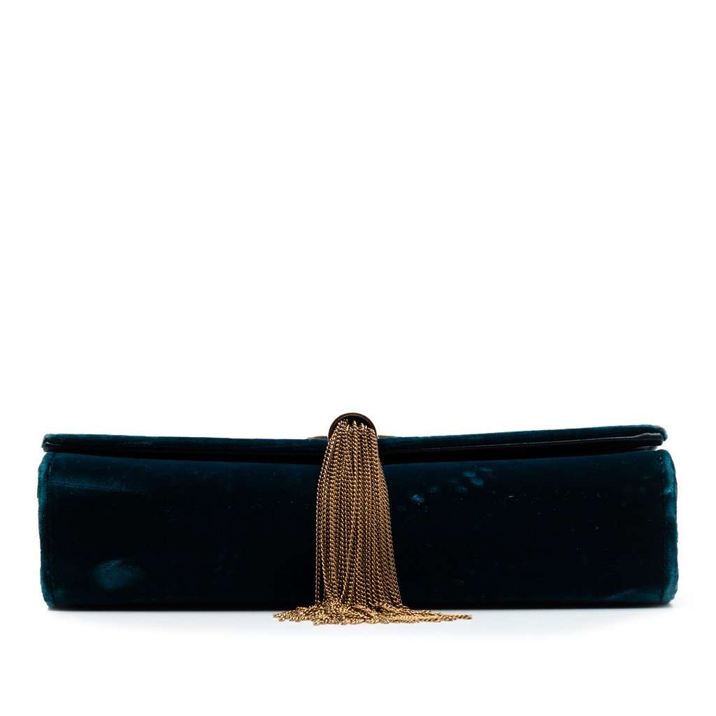 Saint Laurent Small Velvet Monogram Kate Tassel Crossbody Blue Very good condition - Inside View
