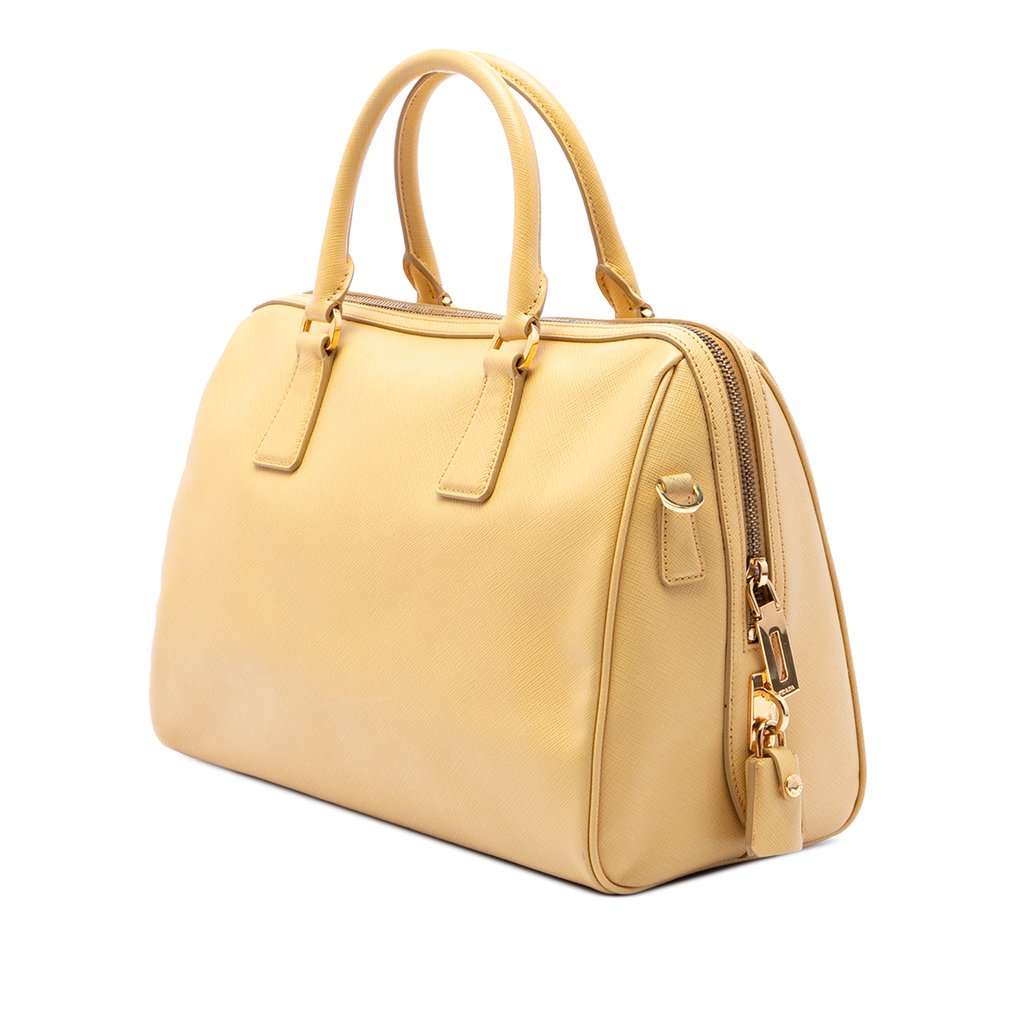 Prada Saffiano Lux Boston Bag Yellow Leather Very good condition - Back View