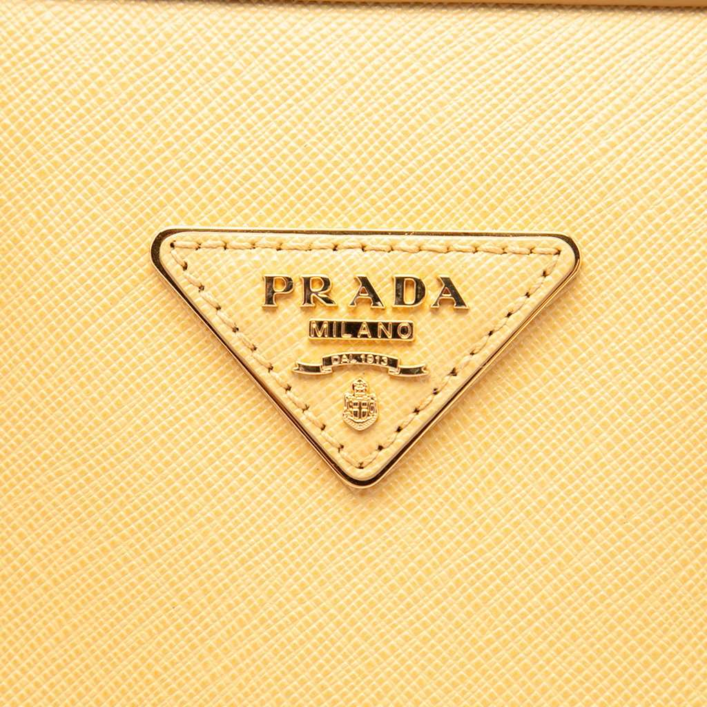 Prada Saffiano Lux Boston Bag Yellow Leather Very good condition - Box View