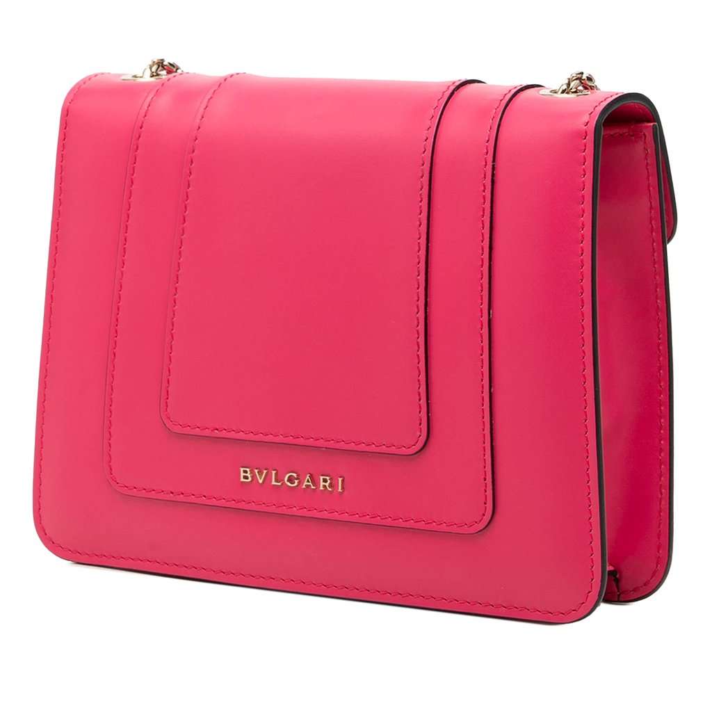 Bvlgari Small Leather Square Serpenti Forever Chain Crossbody Pink Leather Very good - Back View
