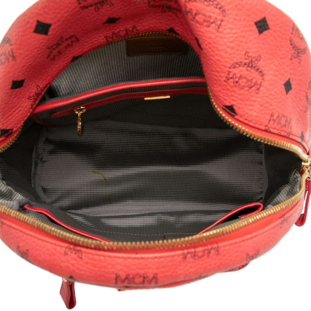 MCM Small Visetos Coated Canvas Stark Backpack Red Very good condition - Model View