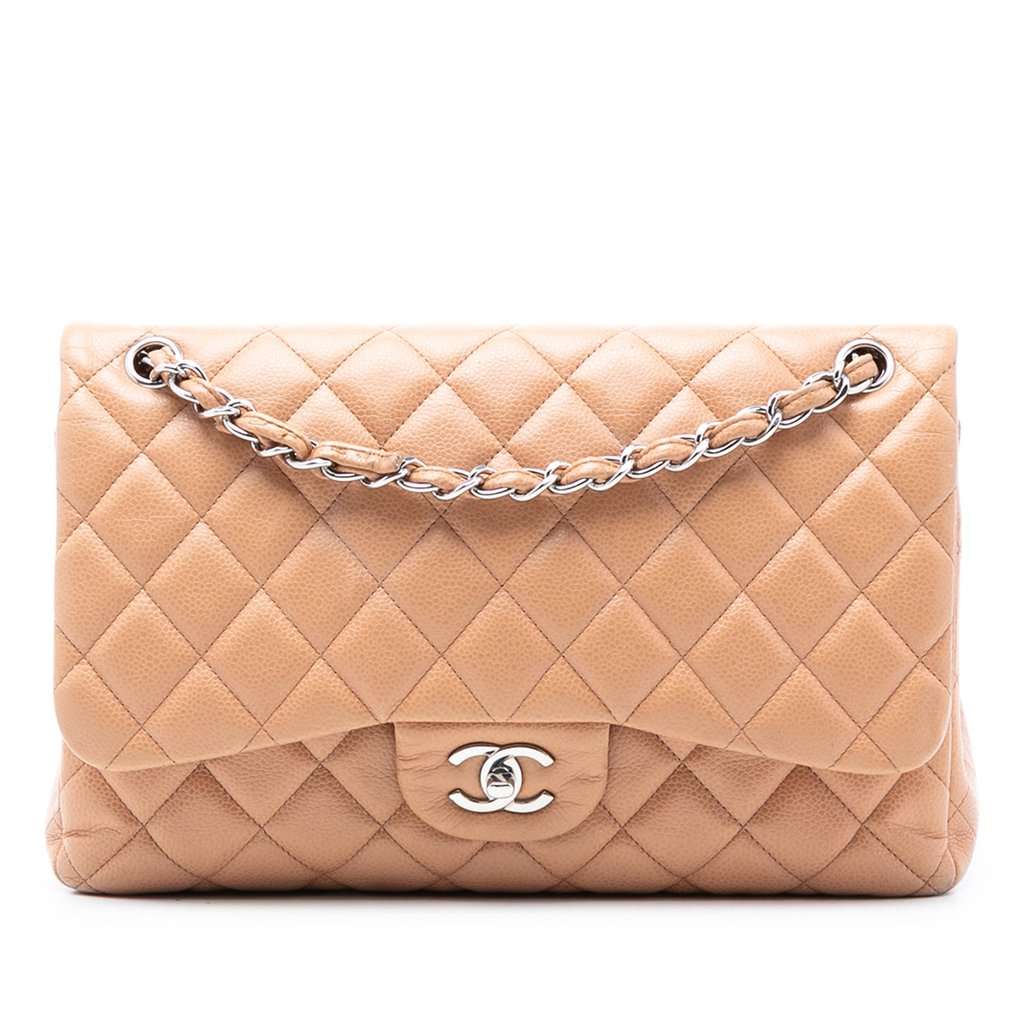 Chanel Jumbo Classic Caviar Double Flap Brown Leather Very good condition - Front View