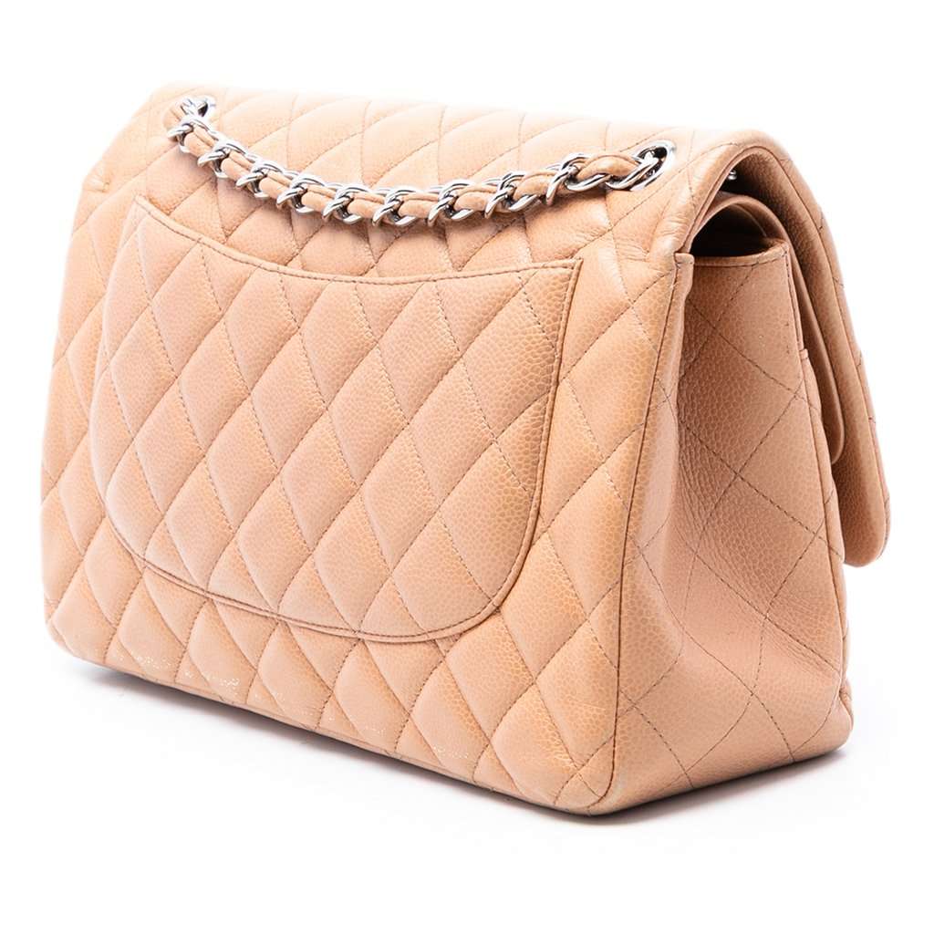 Chanel Jumbo Classic Caviar Double Flap Brown Leather Very good condition - Back View