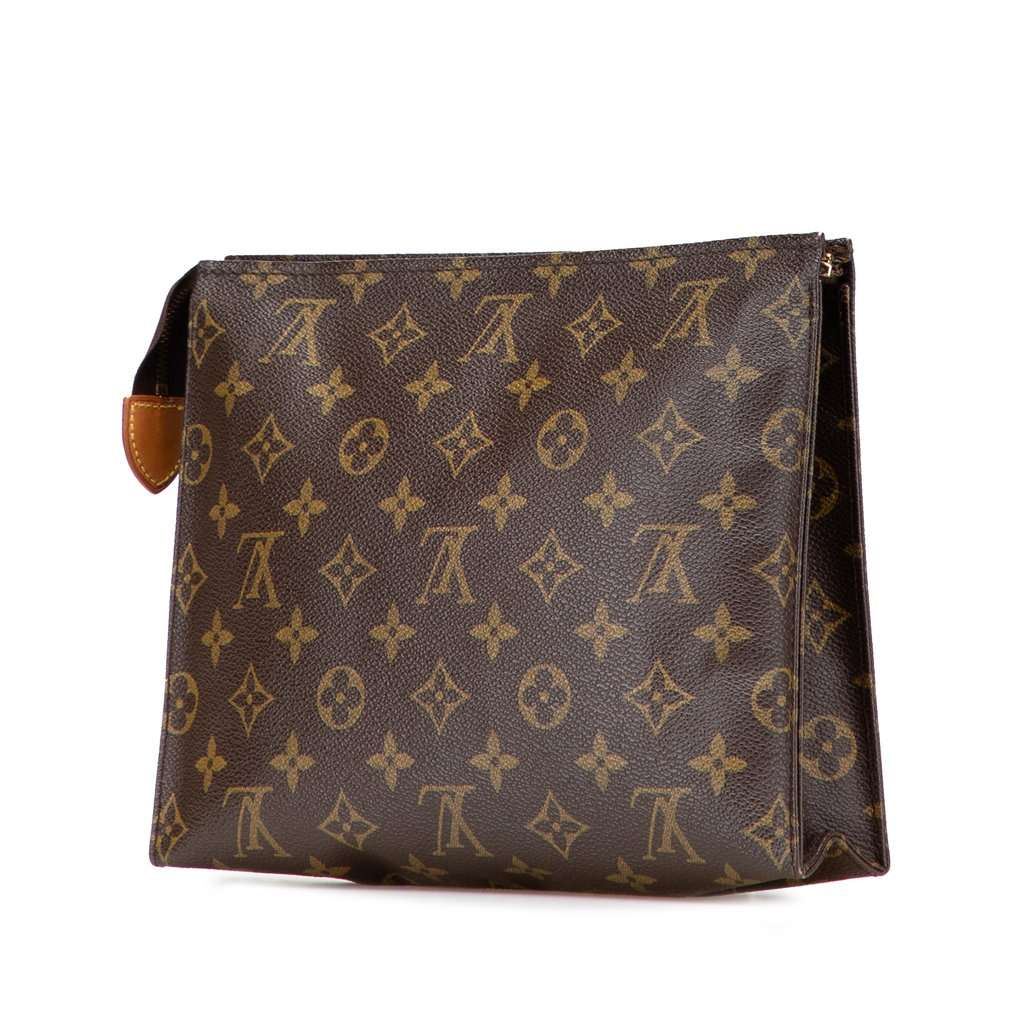 Louis Vuitton Monogram Toiletry Pouch 26 Brown Canvas Good - Back View