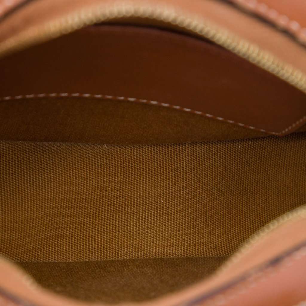 Celine Triomphe Coated Canvas Embroidered Round Purse on Strap White Very good - Model View