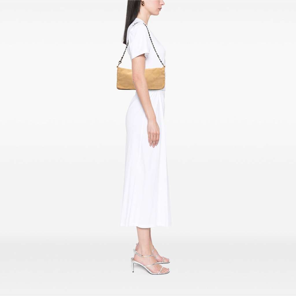 Prada Suede Chain Pochette Beige Leather Very good condition - Model View
