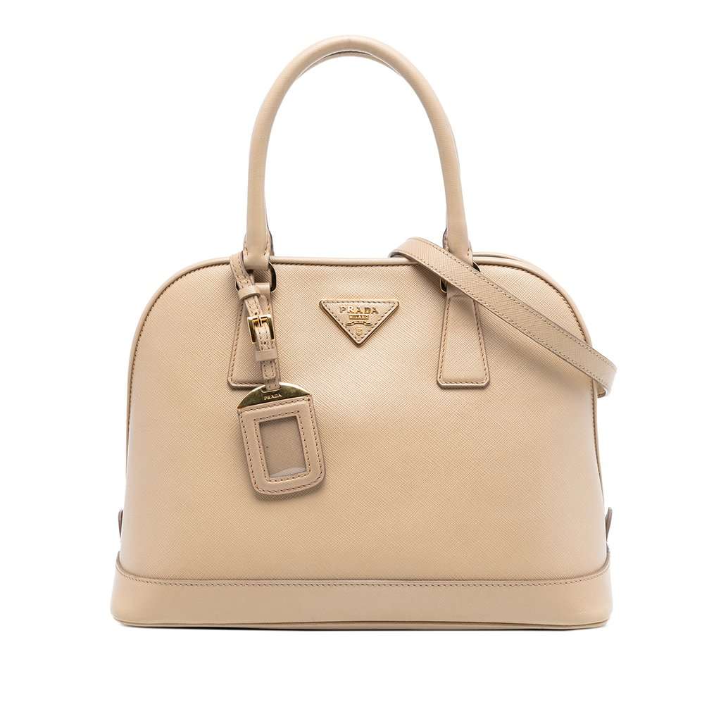 Prada Medium Saffiano Lux Open Promenade Satchel Brown Leather Very good - Front View