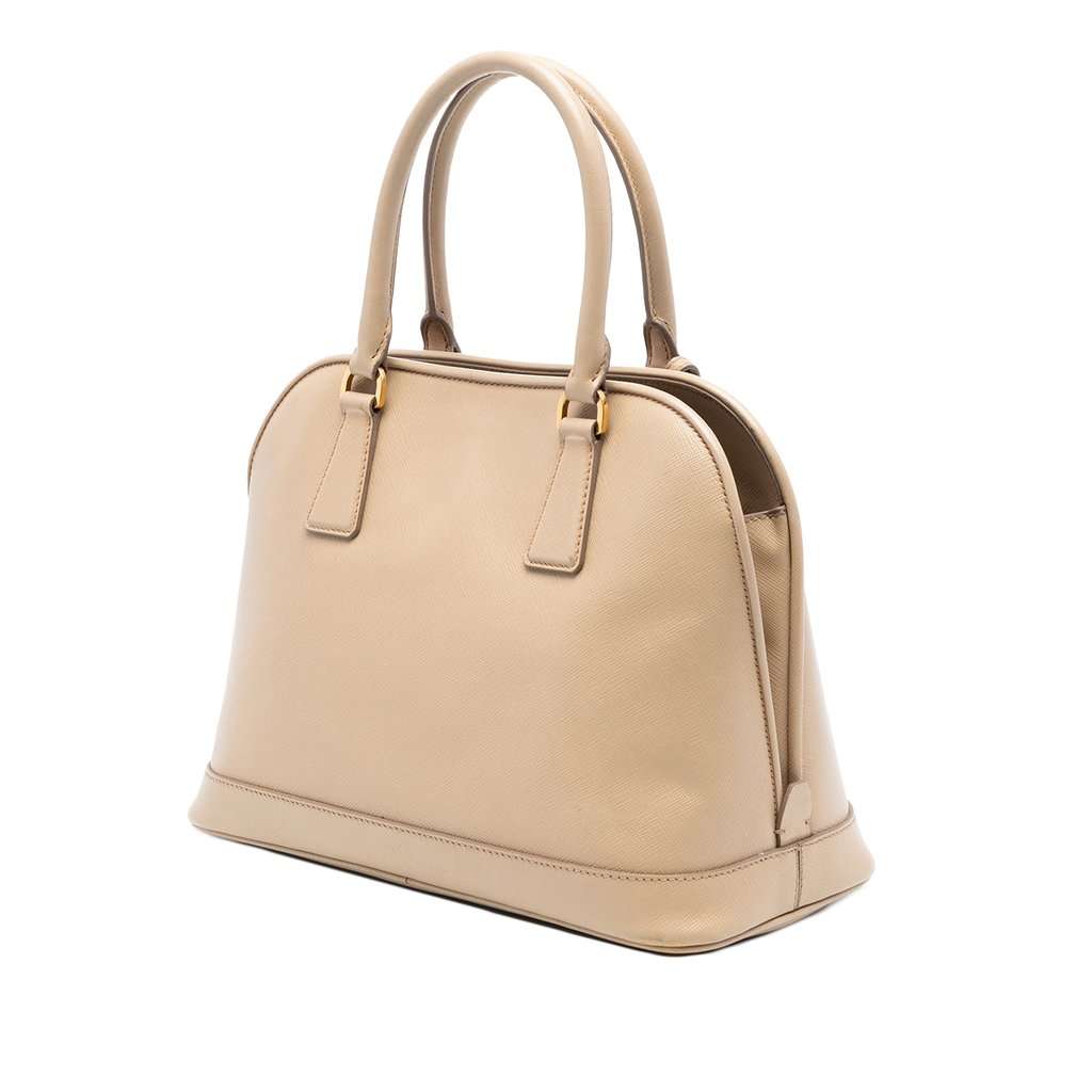 Prada Medium Saffiano Lux Open Promenade Satchel Brown Leather Very good - Back View