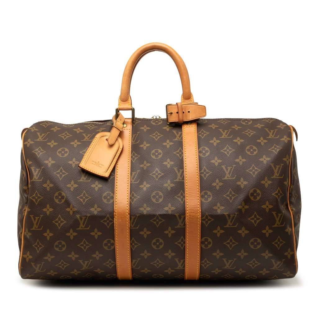 Louis Vuitton Monogram Keepall 45 Brown Good - Front View