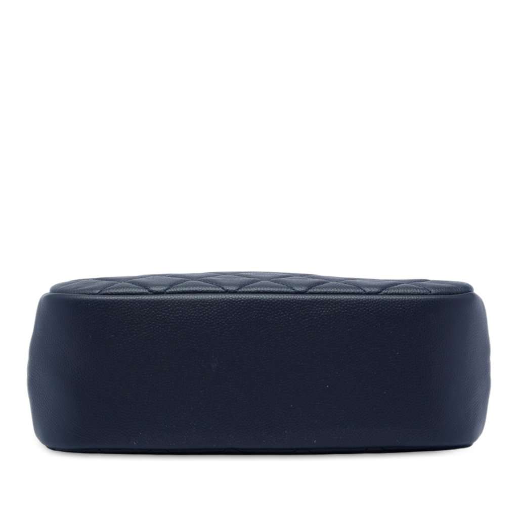 Chanel Large Quilted Caviar Curvy Cosmetic Pouch Blue Leather Very good - Inside View