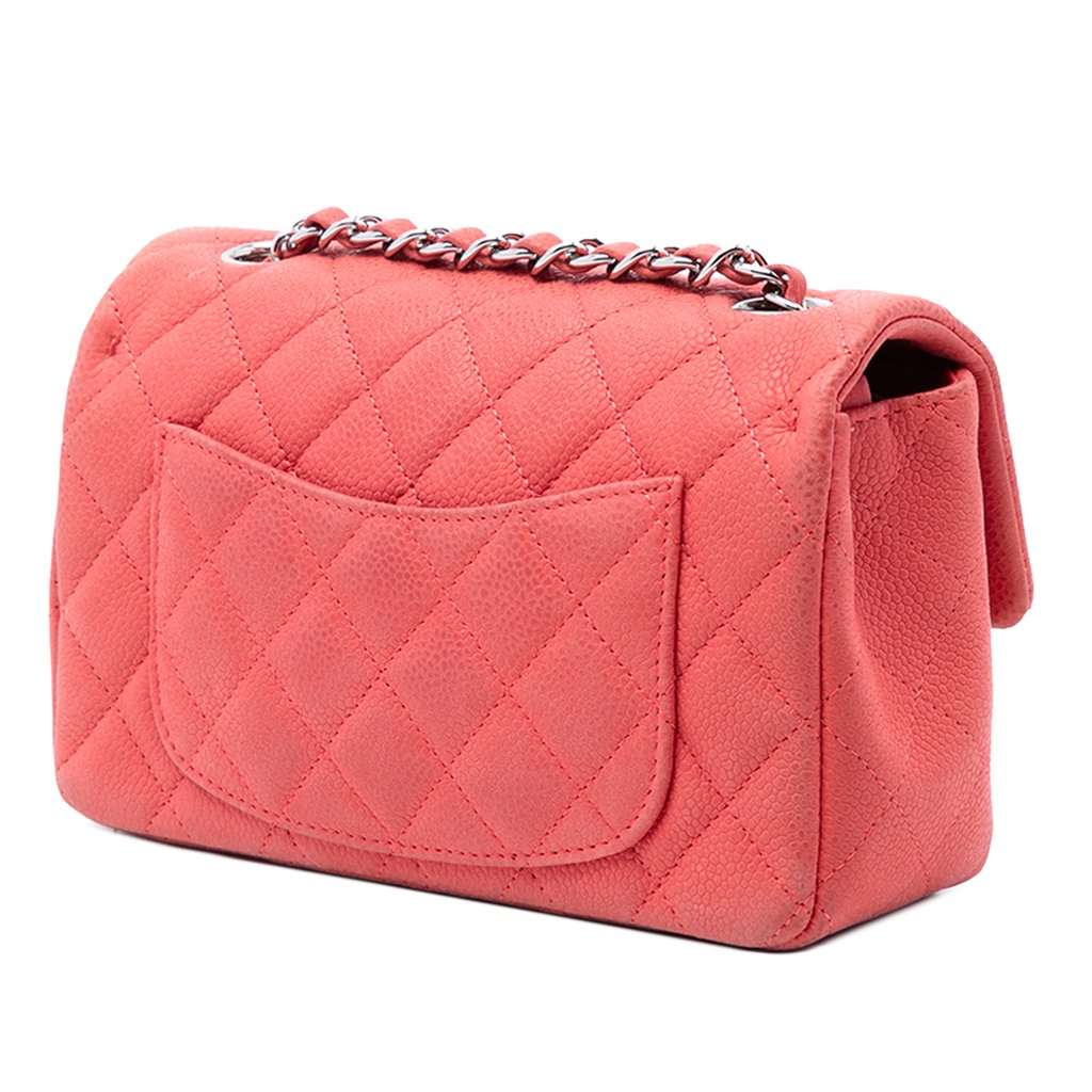 Chanel Mini Rectangular Classic Caviar Single Flap Orange Leather Very good condition - Back View
