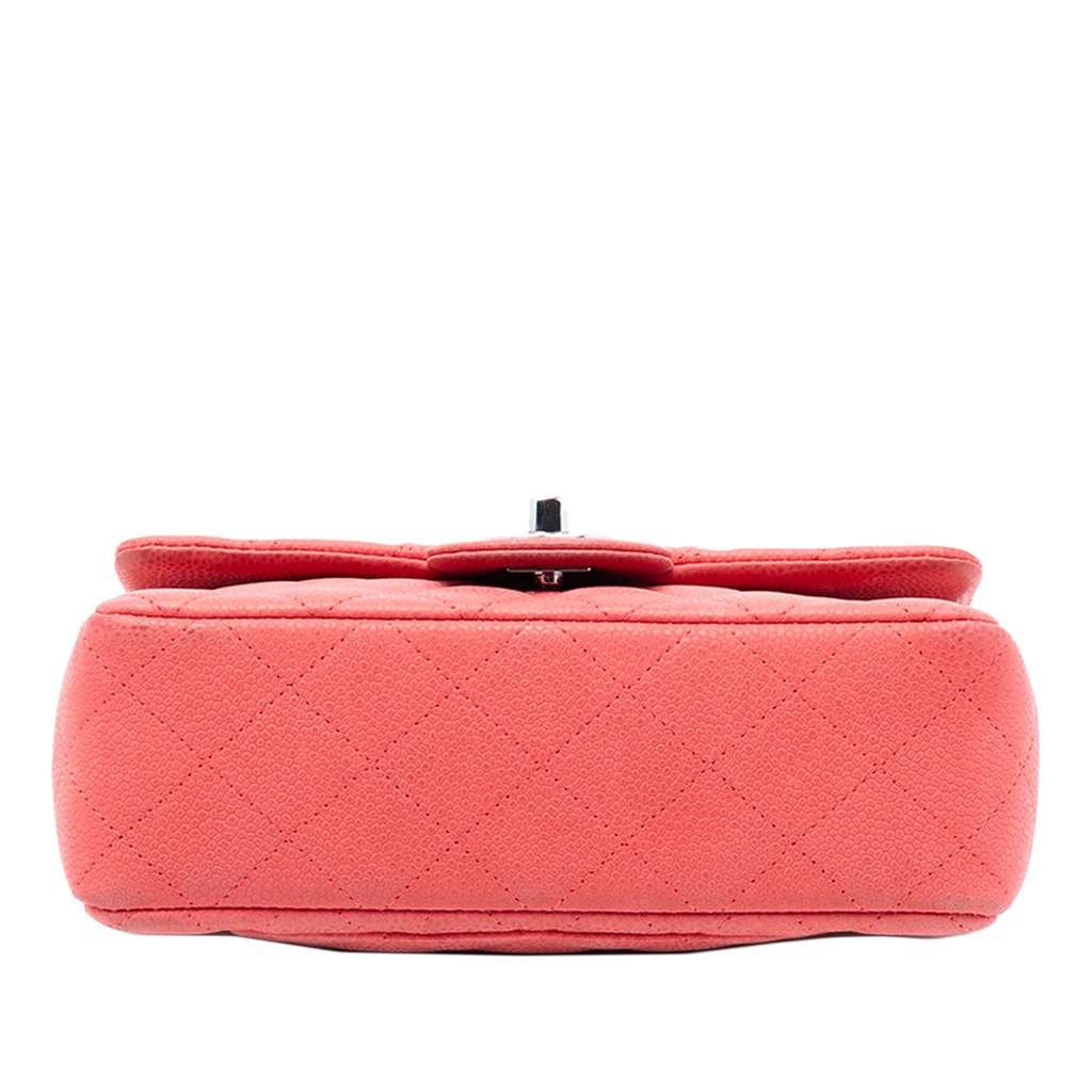 Chanel Mini Rectangular Classic Caviar Single Flap Orange Leather Very good condition - Inside View