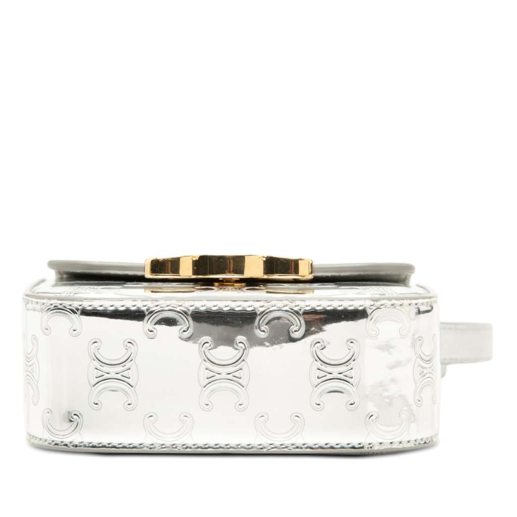 Celine Mini Triomphe Metallic Calfskin Claude Crossbody Silver Leather Very good - Inside View