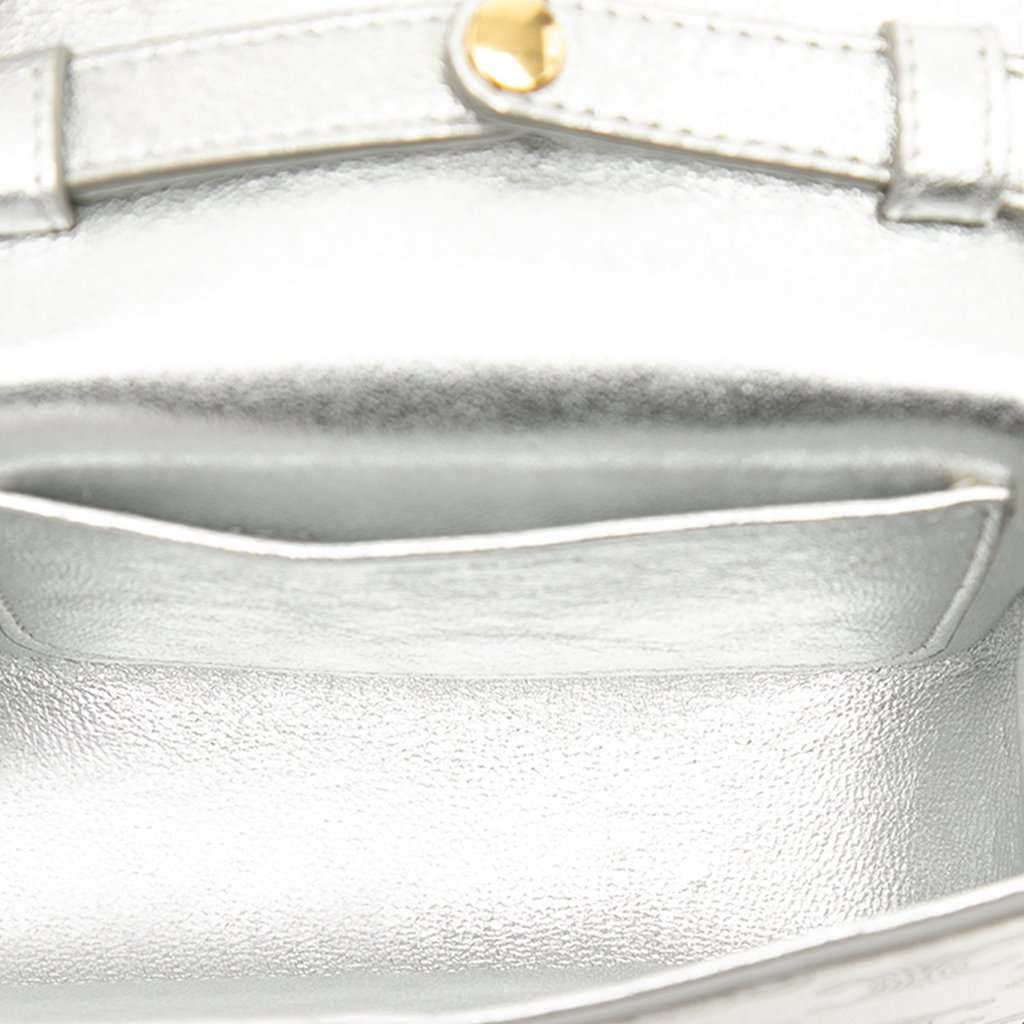 Celine Mini Triomphe Metallic Calfskin Claude Crossbody Silver Leather Very good - Model View