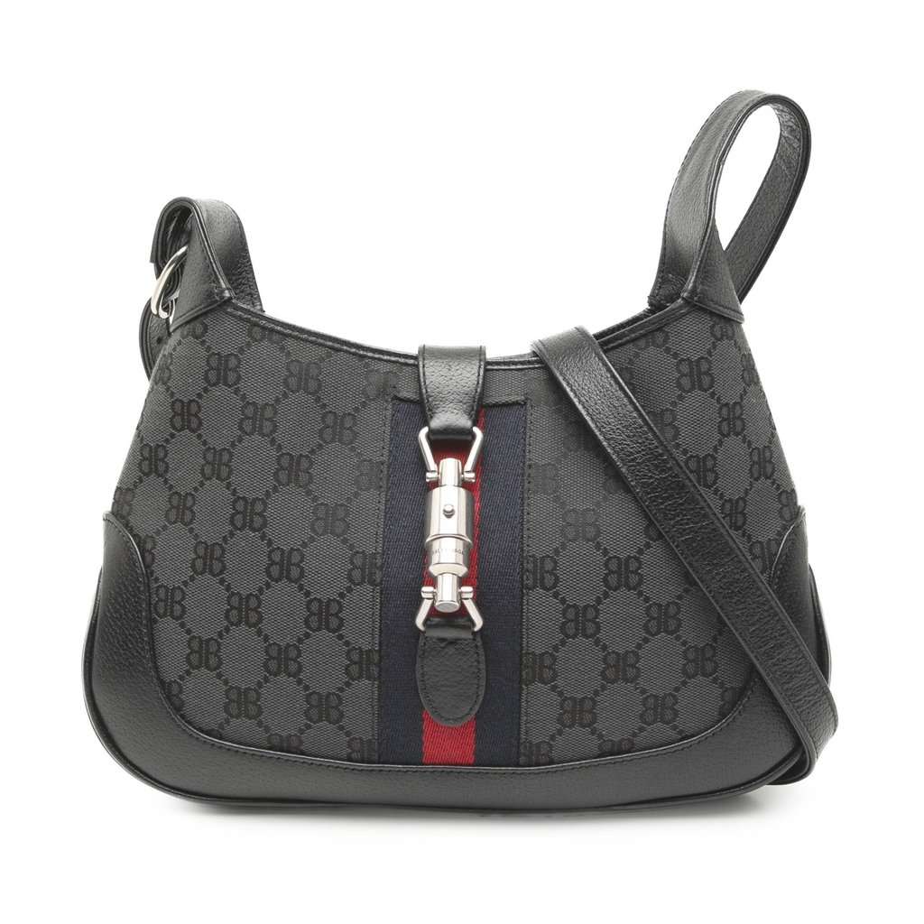 Balenciaga Gucci The Hacker Project Small BB Canvas Web Jackie 1961 Crossbody Black Very good condition - Front View