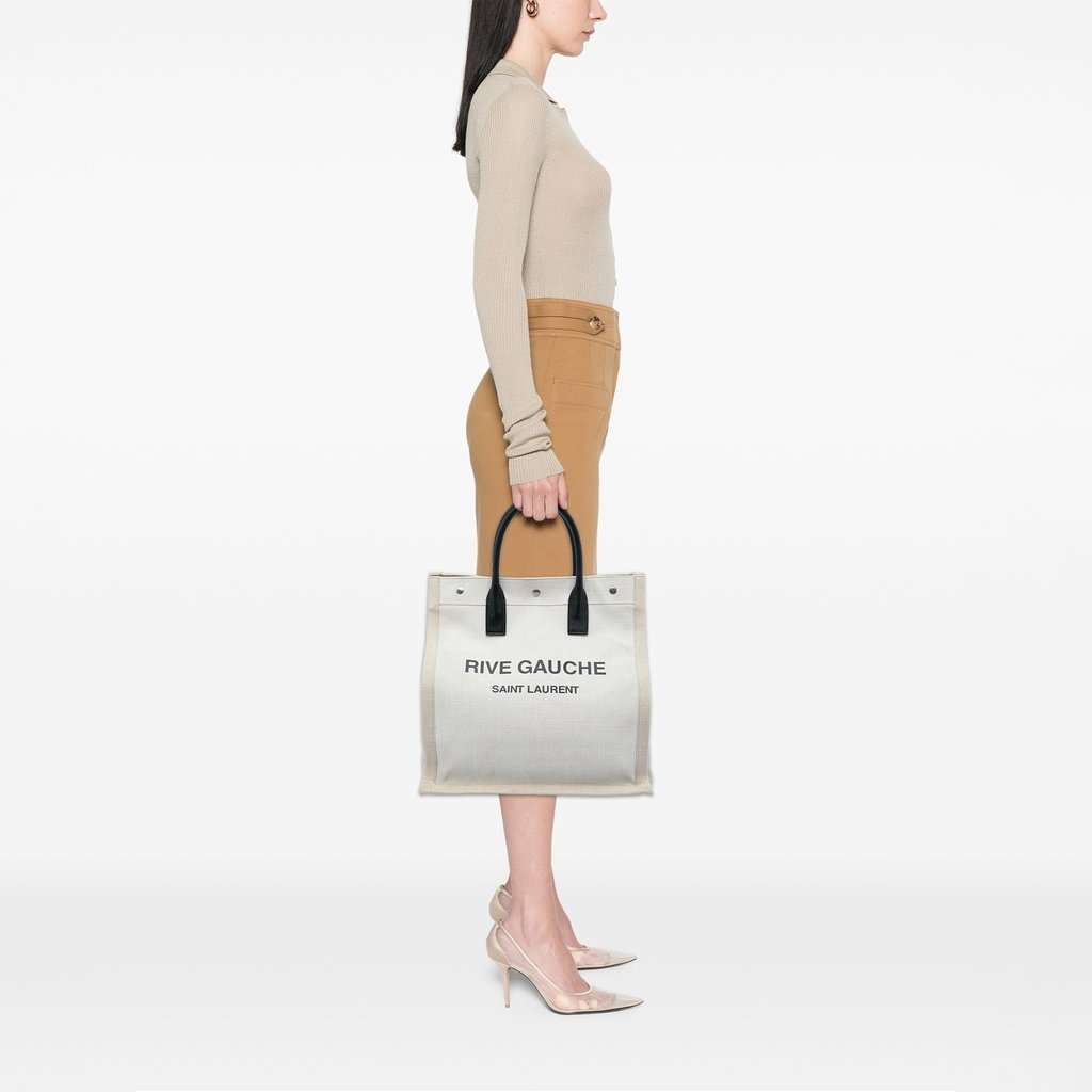 Saint Laurent Canvas Rive Gauche North South Tote Brown Very good - Box View